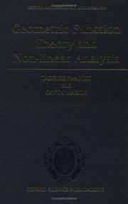 Cover of: Geometric Function Theory and Non-linear Analysis