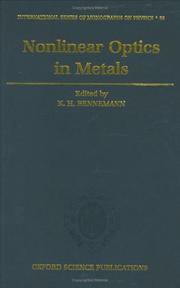 Cover of: Nonlinear optics in metals