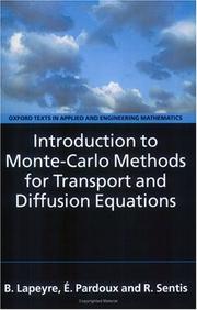 Cover of: Introduction to Monte Carlo methods for transport and diffusion equations by Bernard Lapeyre