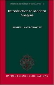 Cover of: Introduction to Modern Analysis (Oxford Graduate Texts in Mathematics, 8)