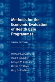 Methods for the economic evaluation of health care programmes by M. F. Drummond, Mark J. Sculpher, George W. Torrance, Bernie J. O'Brien, Greg L. Stoddart