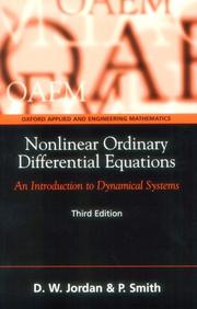 Cover of: Nonlinear Ordinary Differential Equations by D. W. Jordan, Peter Smith