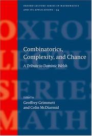 Cover of: Combinatorics, Complexity, and Chance by 