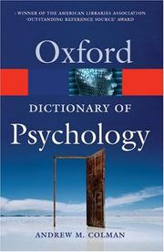Cover of: A dictionary of psychology by Andrew M. Colman