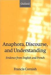 Cover of: Anaphora, discourse, and understanding