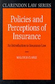 Cover of: Policies and perceptions of insurance: an introduction to insurance law