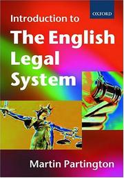 Cover of: An Introduction to the English Legal System (Seminar Proceedings) by Martin Partington