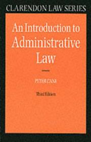Cover of: An Introduction to Administrative Law (Clarendon Law Series) by Peter Cane