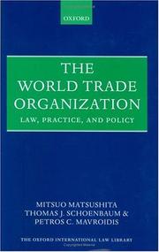 Cover of: The World Trade Organization by Matsushita, Mitsuo