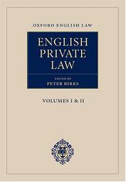 Cover of: English Private Law: 2 Volumes plus the First Updating Supplement (Oxford English Law)