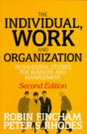 Cover of: The individual, work, and organization by Robin Fincham