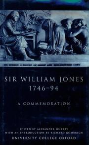 Cover of: Sir William Jones, 1746-1794 by edited by Alexander Murray ; with an introduction by Richard Gombrich.