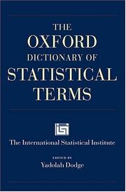 Cover of: The Oxford Dictionary of Statistical Terms by 