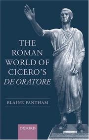 Cover of: The Roman World of Cicero's De Oratore by Elaine Fantham