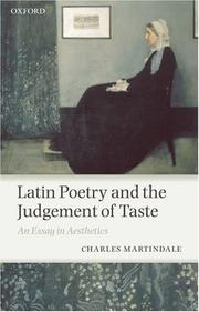 Cover of: Latin Poetry and the Judgement of Taste: An Essay in Aesthetics