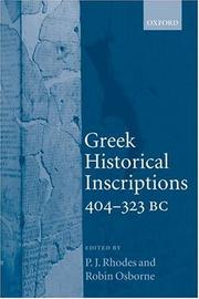 Cover of: Greek Historical Inscriptions, 404-323 BC by 