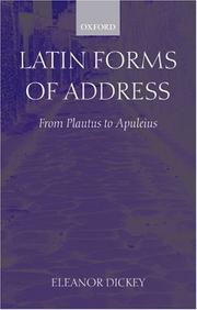 Cover of: Latin Forms of Address: From Plautus to Apuleius