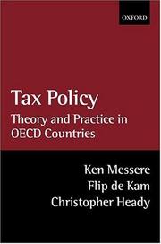 Cover of: Tax Policy: Theory and Practice in OECD Countries