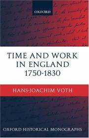 Cover of: Time and work in England 1750-1830 by Hans-Joachim Voth