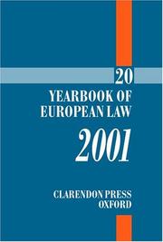 Cover of: Yearbook of European Law: Volume 20: 2001 (Yearbook of European Law)