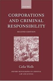 Cover of: Corporations and criminal responsibility by Celia Wells