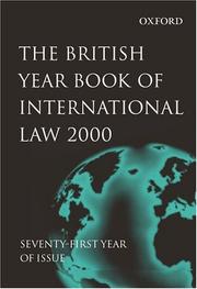 Cover of: The British Year Book of International Law: Volume 71: 2000 (British Year Book of International Law)