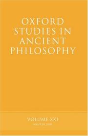 Cover of: Oxford Studies in Ancient Philosophy: Volume XXI: Winter 2001 (Oxford Studies in Ancient Philosophy)