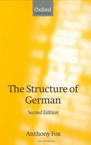 Cover of: The structure of German by Anthony Fox