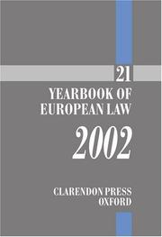 Cover of: The Yearbook of European Law: Volume 21: 2002 (Yearbook of European Law)