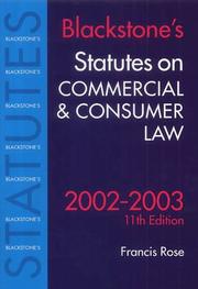 Cover of: Statutes on Commercial and Consumer Law (Blackstone's Statute Books)