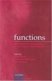 Cover of: Functions: New Essays in the Philosophy of Psychology and Biology