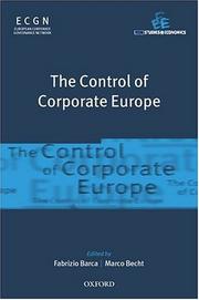 Cover of: The Control of Corporate Europe by Fabrizio Barca, Marco Becht