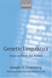 Cover of: Genetic linguistics: essays on theory and method