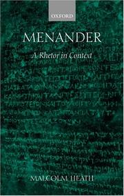 Cover of: Menander: a rhetor in context
