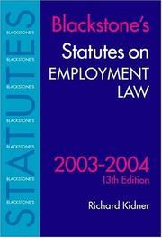 Cover of Statutes on Employment Law 2003-2004 (Blackstone's Statute Book Series) by Richard Kidner