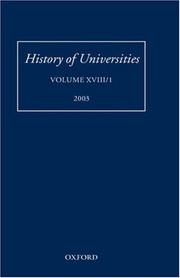 Cover of: History of Universities by Mordechai Feingold