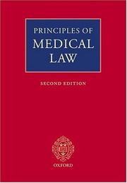 Cover of: Principles of medical law