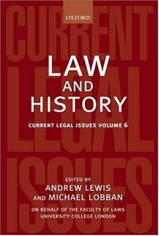 Cover of: Law and history by edited by Andrew Lewis and Michael Lobban.