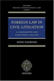 Cover of: Foreign law in civil litigation: a comparative and functional analysis