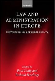 Cover of: Law and Administration in Europe: Essays in Honour of Carol Harlow