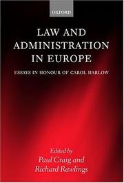Cover of: Law and administration in Europe: essays in honour of Carol Harlow
