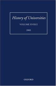 Cover of: History of Universities by Mordechai Feingold