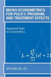Cover of: Micro-econometrics for policy, program, and treatment effects
