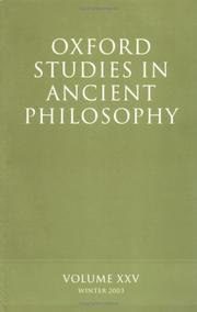 Cover of: Oxford Studies in Ancient Philosophy: Volume XXV by David Sedley
