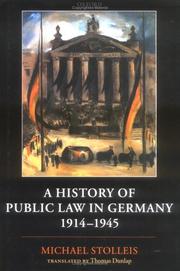 Cover of: A history of public law in Germany, 1914-1945