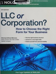 Cover of: LLC or corporation? by Anthony Mancuso