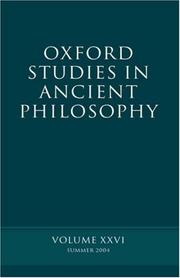 Cover of: Oxford Studies in Ancient Philosophy: Summer 2004 Volume XXVI by David Sedley