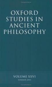 Oxford Studies in Ancient Philosophy: Volume XXVI