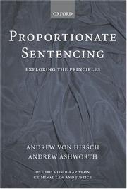 Cover of: Proportionate sentencing by Andrew Von Hirsch