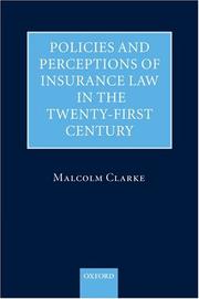 Cover of: Policies and Perceptions of Insurance Law in the Twenty-First Century